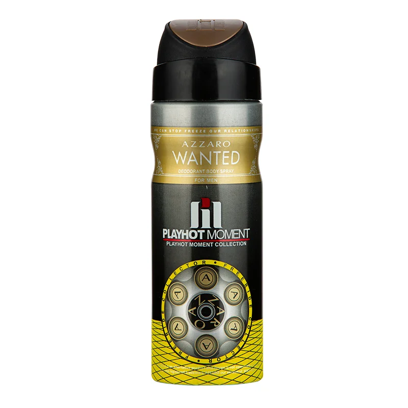 اسپری خوشبو کننده بدن پلی هات مومنت مدل AZZARO WANTEDt مناسب آقایان حجم 200 میلی لیتر